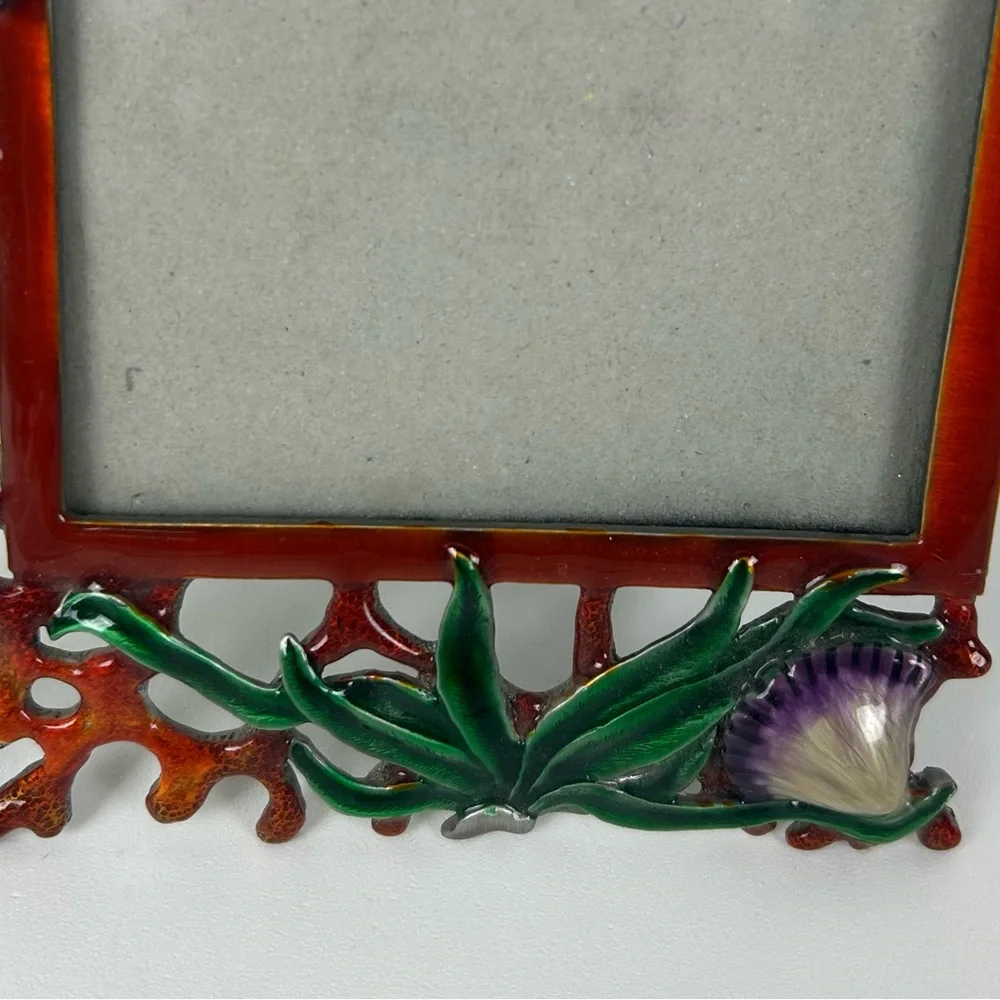 VTG NOS 'Mistco' Colorful Enamel sea animals on Pewter or Metal Picture Frame